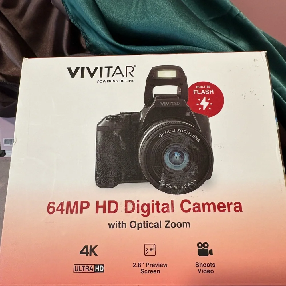 Black 64MP HD Digital Camera with Optical Zoom PO-1 open box